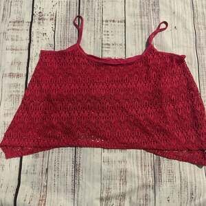 Bershka BSK Pink Lace Dainty Crochet Spaghetti Strap Crop Top Size L